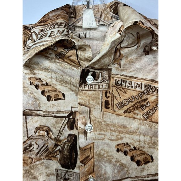 Vintage 60s 70s Toddler Button Down Shirt Race Car Porsche Mercedes Champion 2t - Picture 2 of 12
